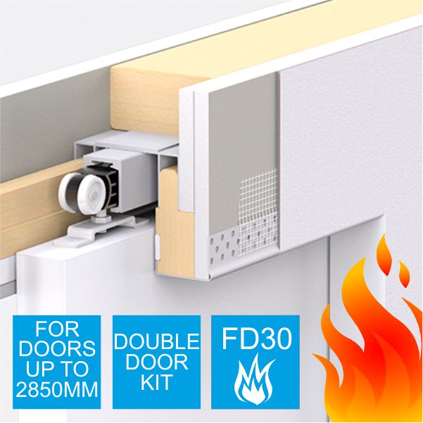 Enigma Concealed Pocket Door - Double Door Kit - Large FD30